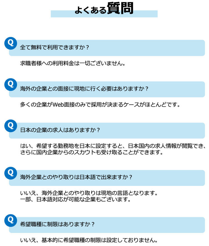 よくある質問  全て無用で利用できますか？
休職様への利用料金は一切ございません。